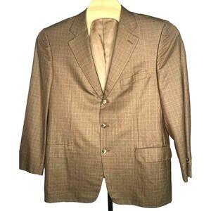 Ermenegildo Zegna Men's Blazer Sport Coat Jacket Size 50R brown plaid silk wool‎